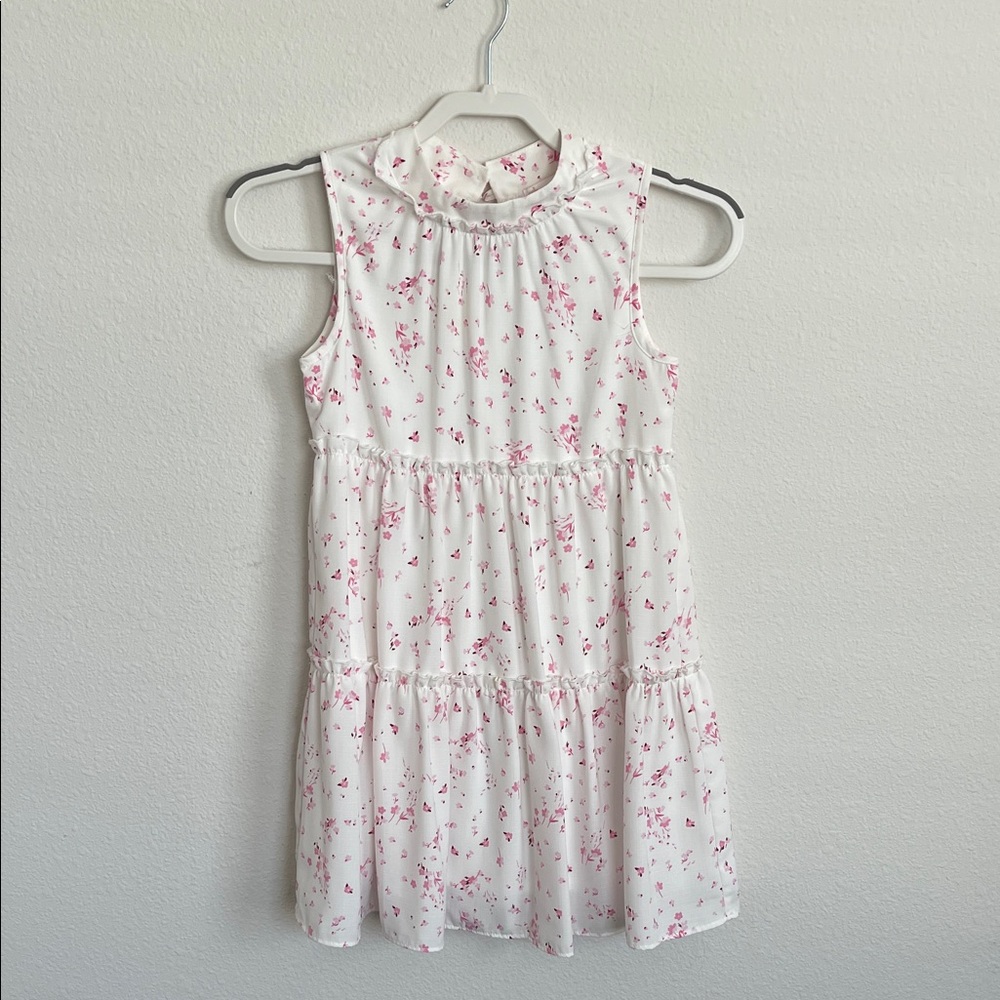 GB girls White Dress with Pink Floral Print